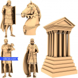 Chess set "Romans" | STL - 3D model for CNC