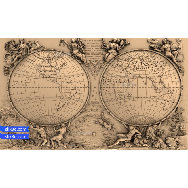 Bas-relief "World Map" | STL - 3D model for CNC