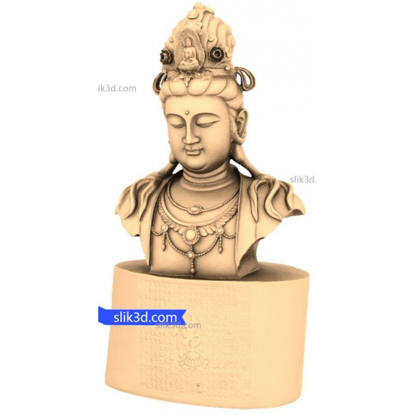 Intricate Kuan Yin 3D STL Model for CNC and 3D Printing