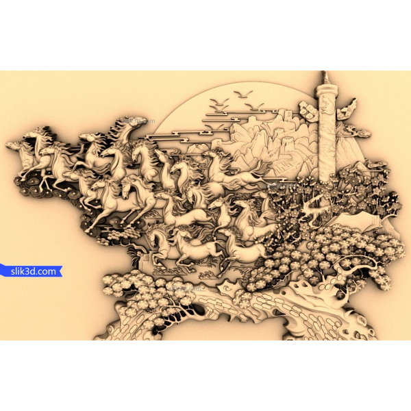 CNC 조각용 Wild Harmony 3D STL 모델 CNC 조각용 Wild Harmony 3D STL 모델