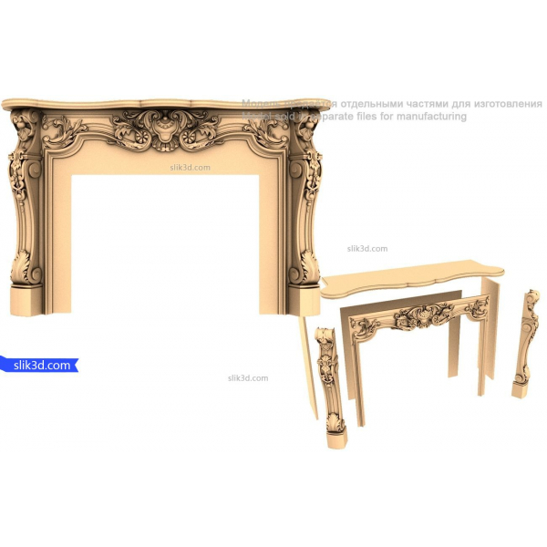 Barokní Elegance Krbová římsa 3D STL model