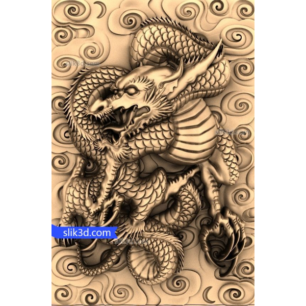 Celestial Dragon Relief 3D Model for CNC