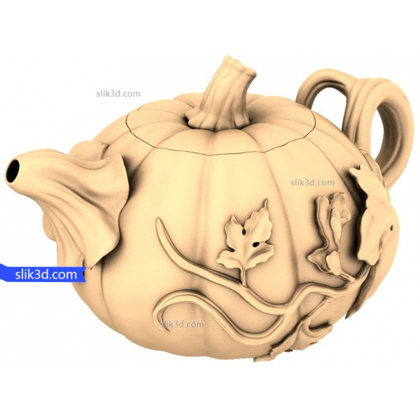 南瓜茶壺喜悅 - 用於 CNC 和 3D 列印的 3D STL 模型