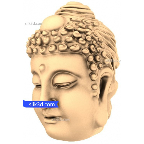 Serene Buddha Head 3D STL Model pentru CNC