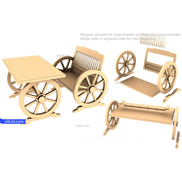 Set di mobili vintage per carrelli - Modello STL 3D per CNC Set di mobili vintage per carrelli - Modello STL 3D per CNC