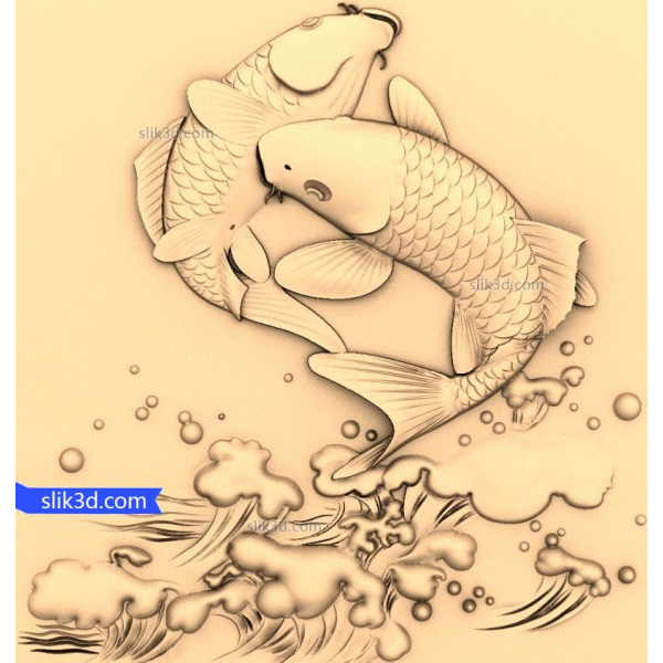 Dancing Koi 3D STL Model til CNC
