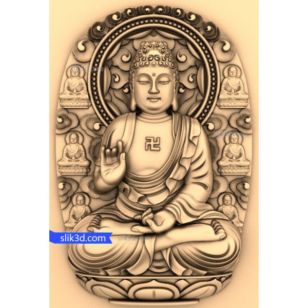 แบบจำลอง 3 มิติพระพุทธรูปอันเงียบสงบสำหรับเครื่อง CNC