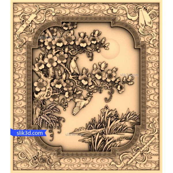Springtime Serenity Panel 3D STL Model Springtime Serenity Panel 3D STL Model