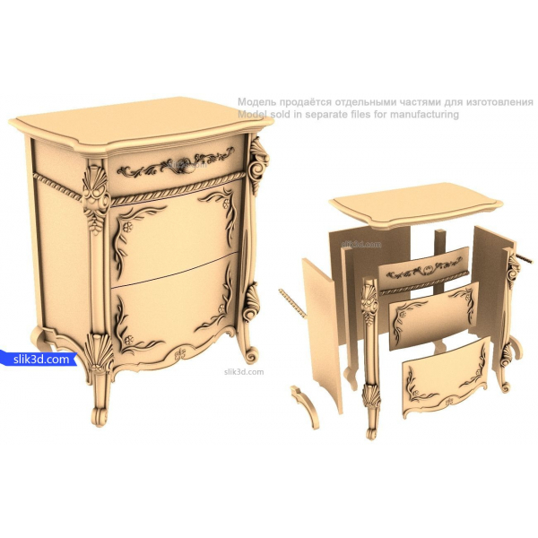 Barokní Elegance Cabinet 3D STL model pro CNC