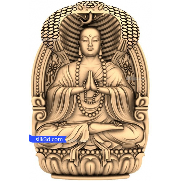 Serene Buddha 3D STL Model for CNC Carving