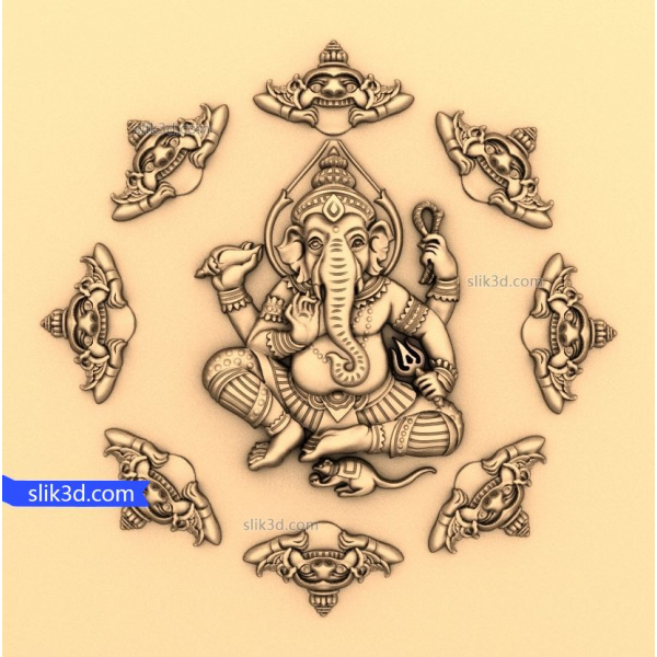 Ganesha برکت ماندالا 3D STL مدل های CNC