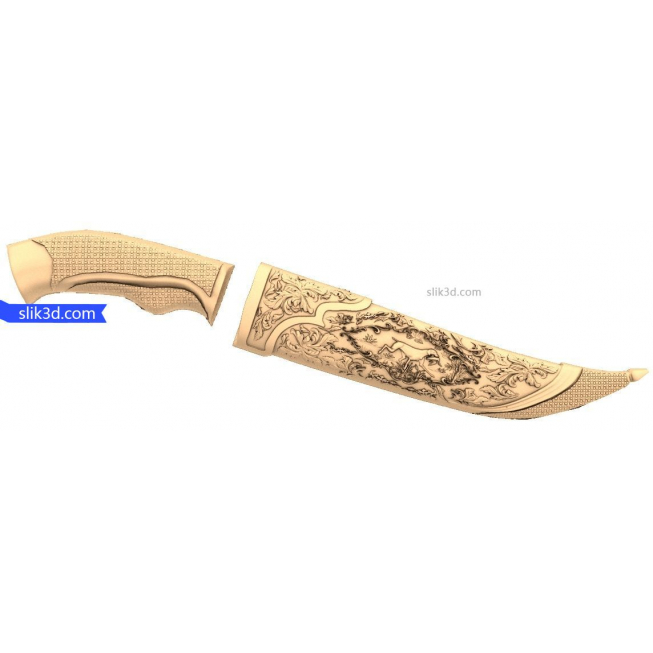La poignée de Couteau chien avec un canard | STL - modèle 3D CNC
