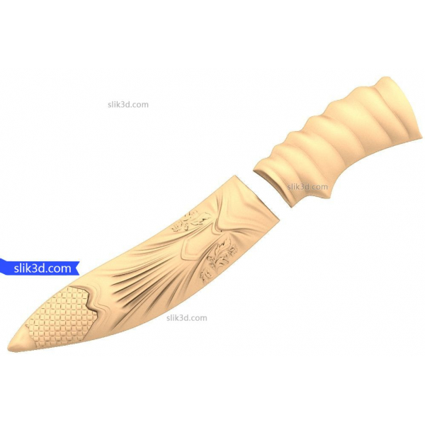 Intricate 3D STL Knife Handle Design for CNC