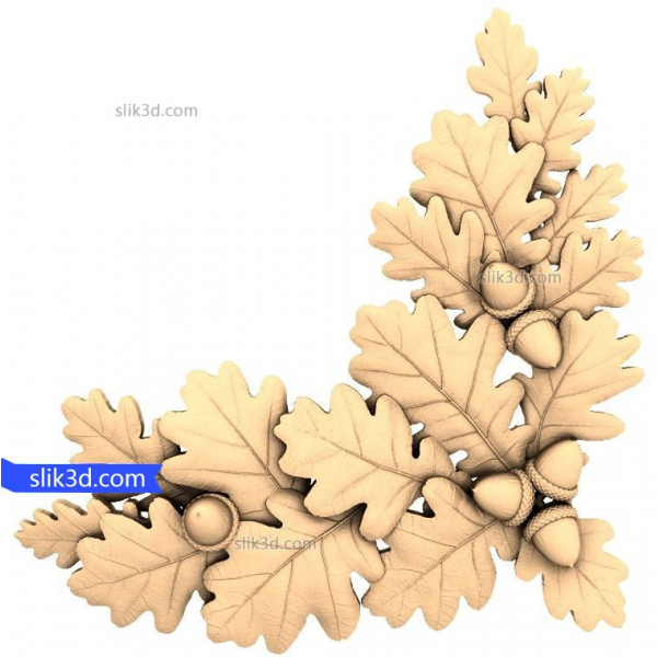 แบบจำลอง STL 3D รูปใบโอ๊คประดับมุม แบบจำลอง STL 3D รูปใบโอ๊คประดับมุม