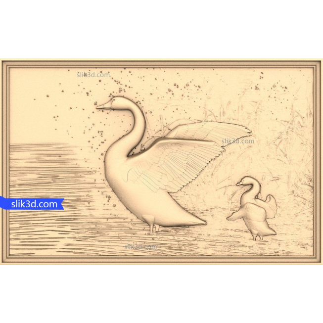 Bas-relief "Geese #2" | STL - 3D model for CNC
