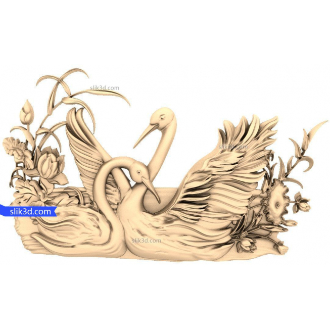 Bas-relief "Swans" | STL - 3D model for CNC