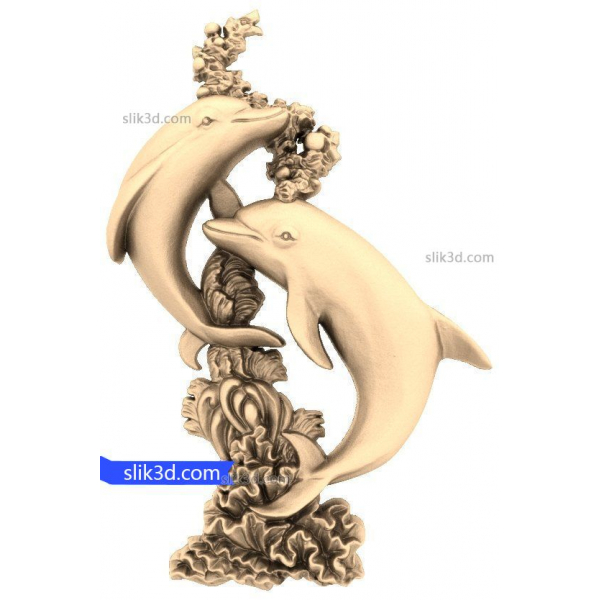 Tančící delfíni 3D STL model pro CNC a 3D tisk