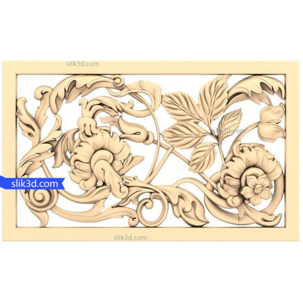 Floral Elegance Panel 3D STL Model til CNC Floral Elegance Panel 3D STL Model til CNC