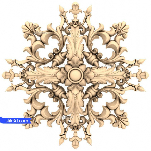 Indviklet Barok Leaf Flourish 3D STL-model til CNC Indviklet Barok Leaf Flourish 3D STL-model til CNC