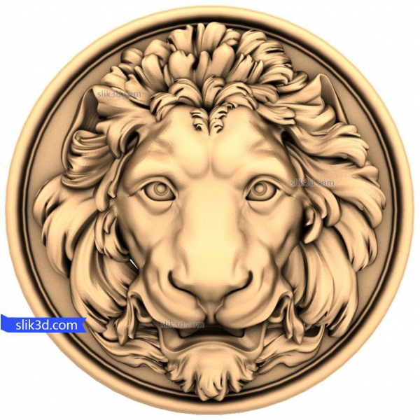 Modello STL 3D del medaglione del leone regale per CNC e stampa 3D Modello STL 3D del medaglione del leone regale per CNC e stampa 3D