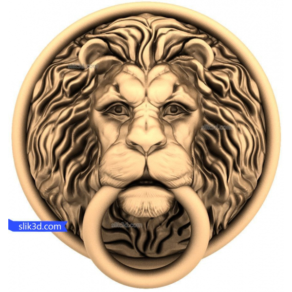 Modello 3D STL per CNC del maestoso leone battente Modello 3D STL per CNC del maestoso leone battente