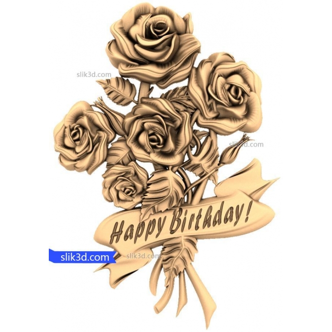 Welp Kopen stl 3D-model Bloemen Rozen gelukkige Verjaardag
