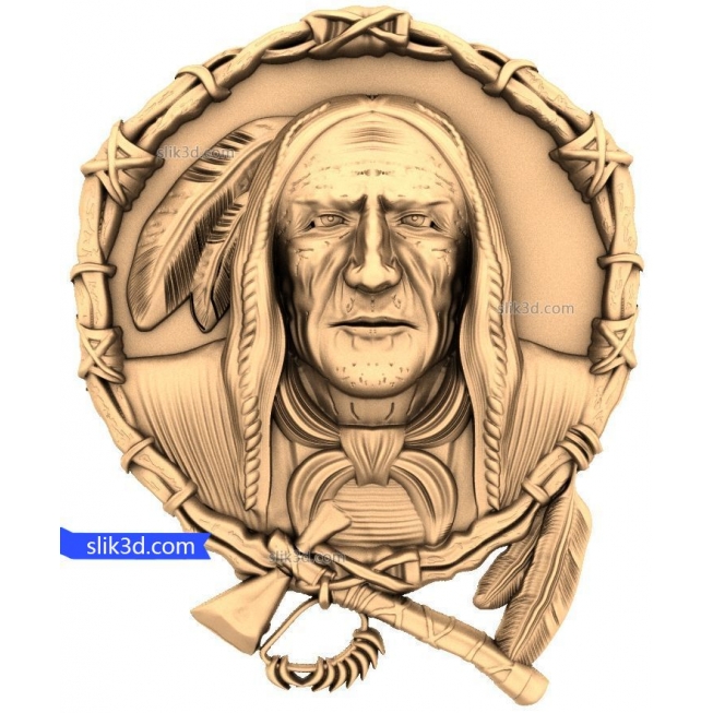 Bas-relief "Indian" | STL - 3D model for CNC