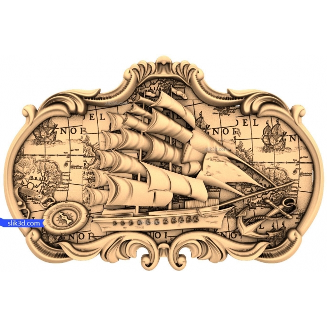 Bas-relief "Ship #10" | STL - 3D model for CNC