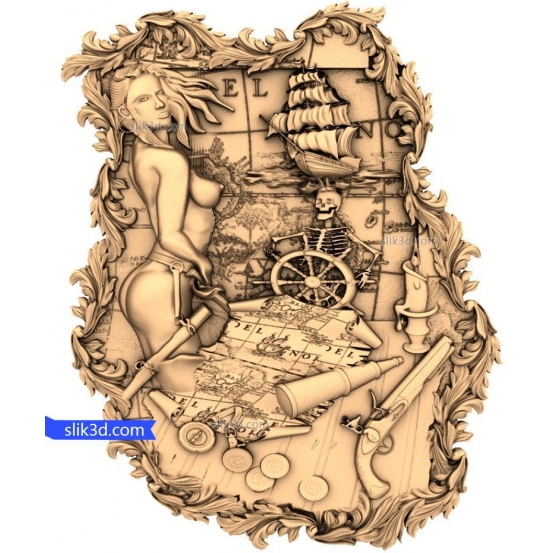 Bas-relief "Pirates" | STL - 3D model for CNC