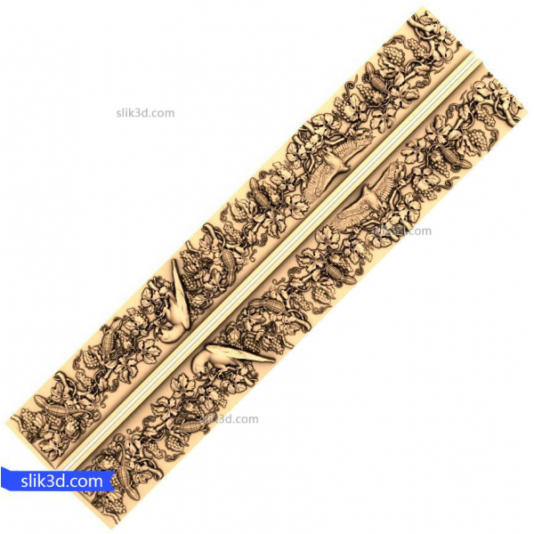 Floral Elegance Border 3D STL Model for CNC Floral Elegance Border 3D STL Model for CNC