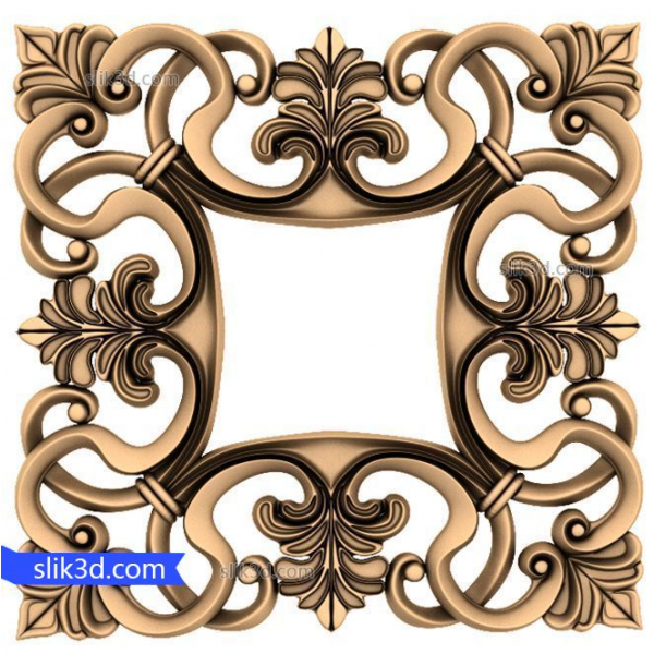 โมเดล 3D STL กรอบรูป Fleur ประดับตกแต่งสำหรับเราเตอร์ CNC