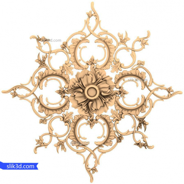 Floral Elegance Rosette 3D STL Model Floral Elegance Rosette 3D STL Model