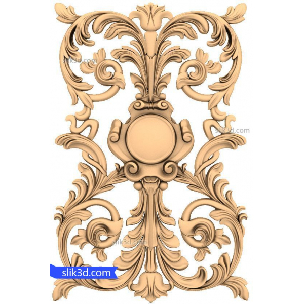 Rococo Elegance Decorative Panel 3D STL Model for CNC