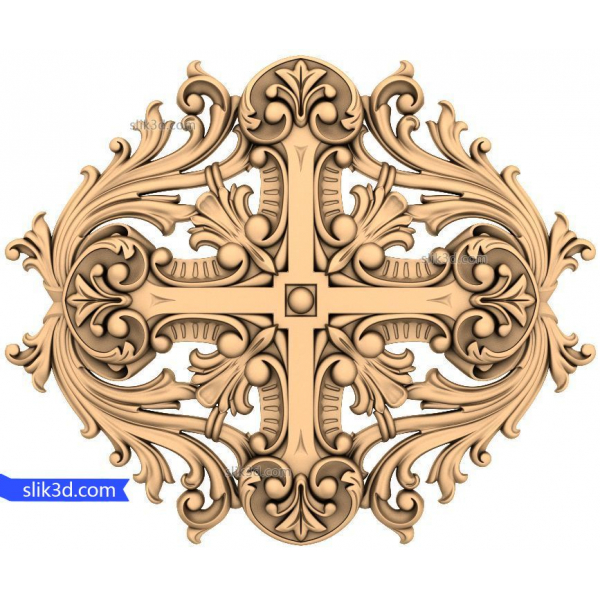 Modello STL 3D di croce barocca per CNC Modello STL 3D di croce barocca per CNC
