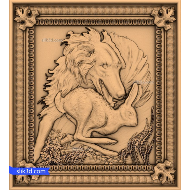Bas-relief "a Wolf with a hare" | 3D STL model for CNC