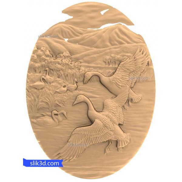 Majestic Swans in Flight - 3D STL Model for CNC Majestic Swans in Flight - 3D STL Model for CNC