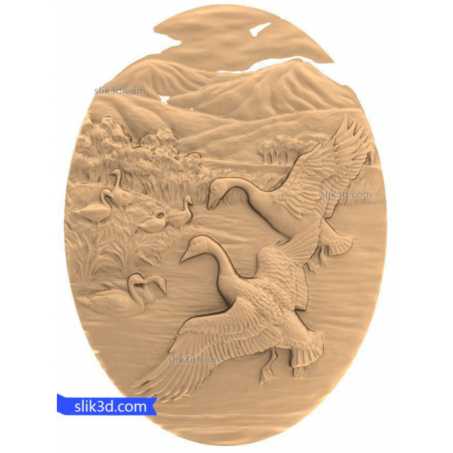 Bas-relief "Geese" | STL - 3D model for CNC