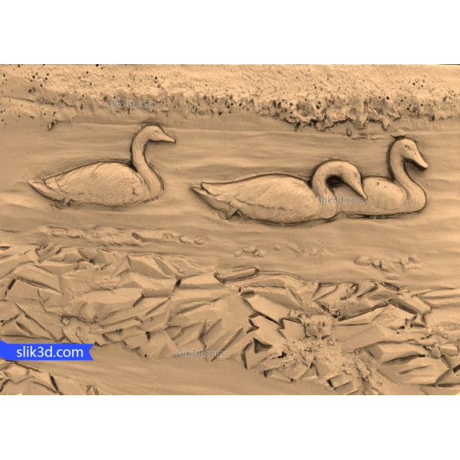 Bas-relief "Geese and swans" | STL - 3D model for CNC