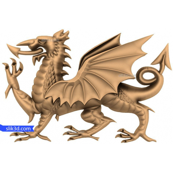 Modello STL 3D del maestoso drago gallese per CNC Modello STL 3D del maestoso drago gallese per CNC