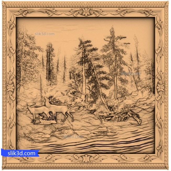Bas-relief "life of the forest #5" | STL - 3D model for CNC