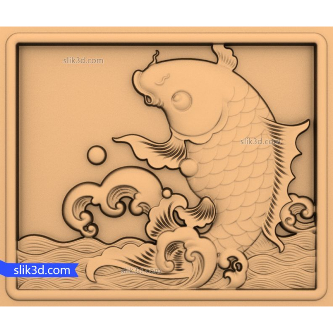 Bas-relief "gold fish #2" | STL - 3D model for CNC