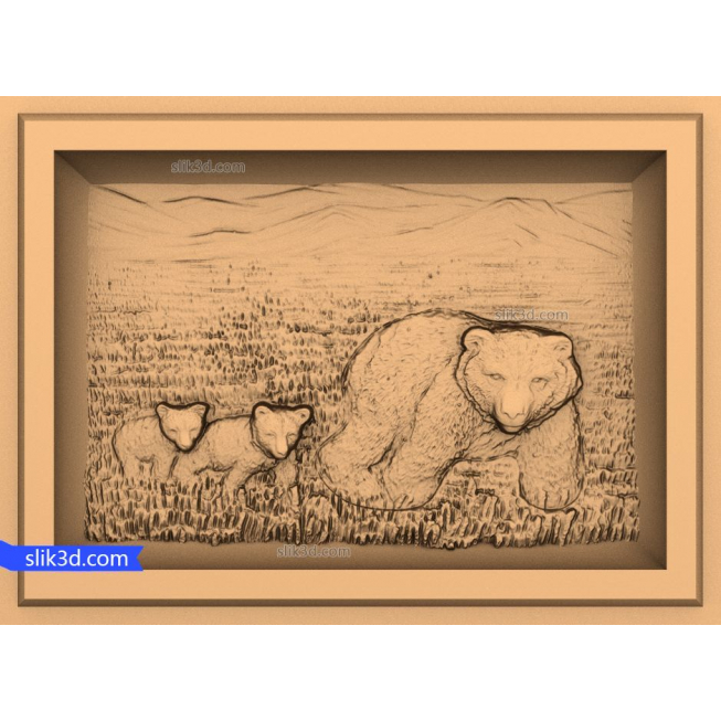 Bas-relief "Bears #3" | STL - 3D model for CNC