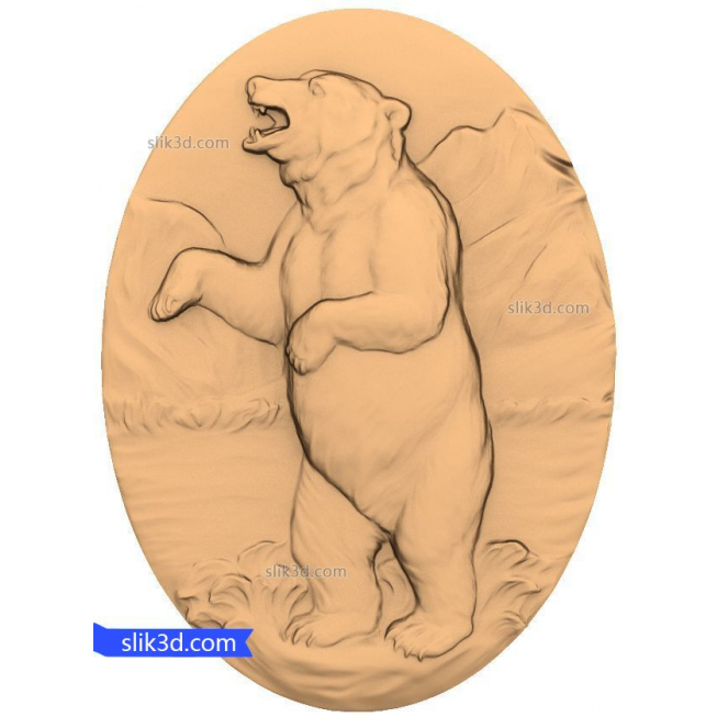Bas-relief "Bear with open mouth" | STL - 3D model for CNC