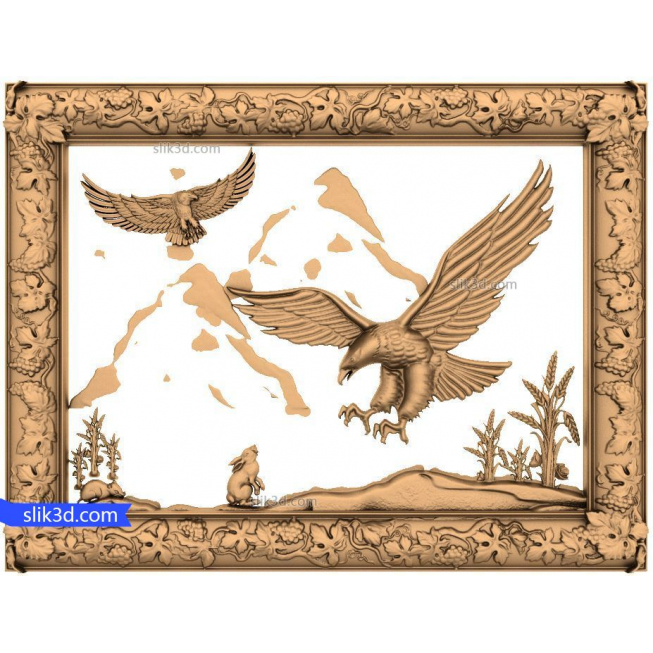 Bas-relief "Eagles in the mountains" | STL - 3D model for CNC