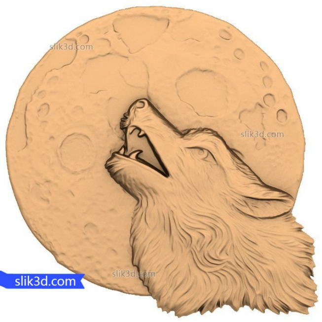 Bas-relief "full Moon and the wolf" | STL - 3D model for CNC