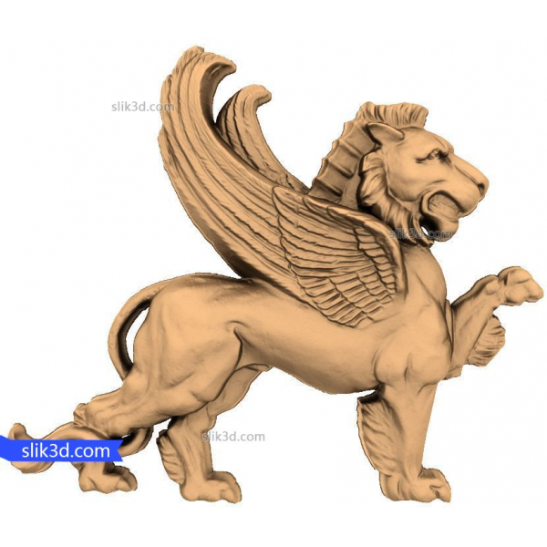 Modello 3D di Grifone alato per intaglio CNC