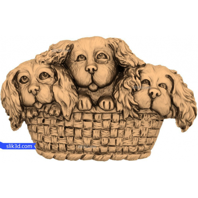 Bas-relief "Dog in basket" | STL - 3D model for CNC machine
