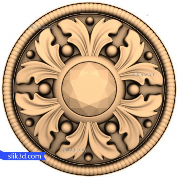 Floral Medallion 3D STL Model for CNC and 3D Printing