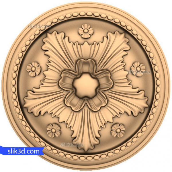 Floral Elegance Medallion - 3D CNC Wood Carving Model