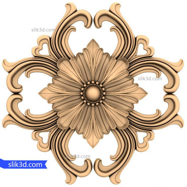 Floral Elegance Decorative 3D STL Model for CNC